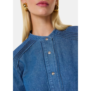 Whistles Denim Pintuck Detail Denim Shirt